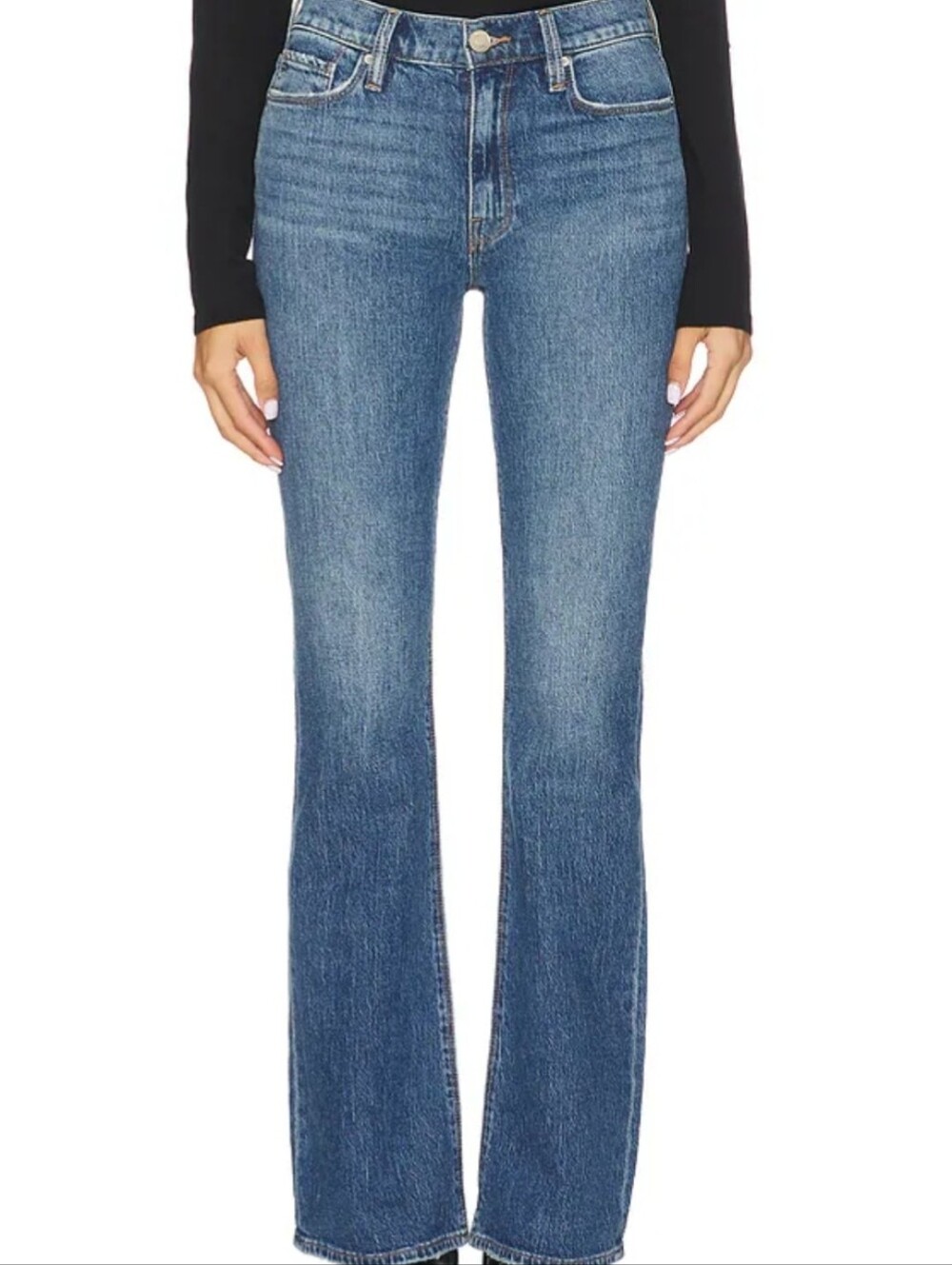 Hudson Jeans Barbara High Rise Bootcut Split Raw Hem Laguna Blue Denim Size 24